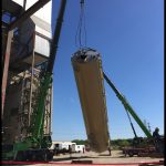 Industrial construction, welded silo installation, construction.